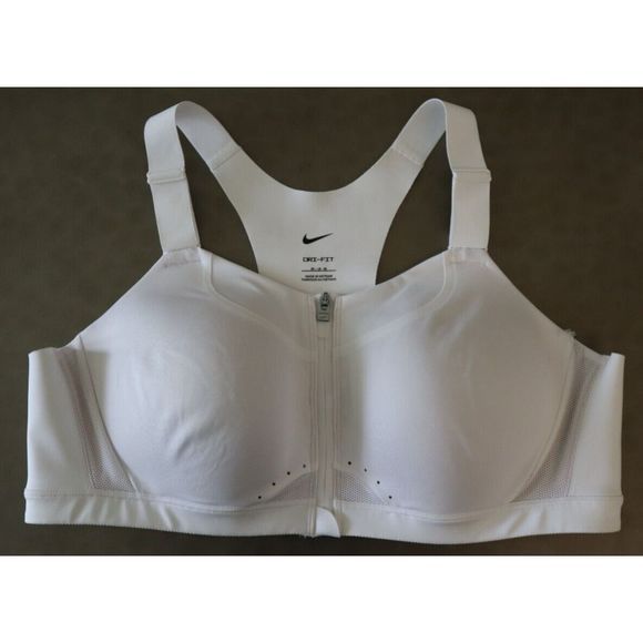 Nike Alpha Women Sz 2XL (A-B) White High-Support Padded Zip-Front Sports Bra $72 - Picture 1 of 8